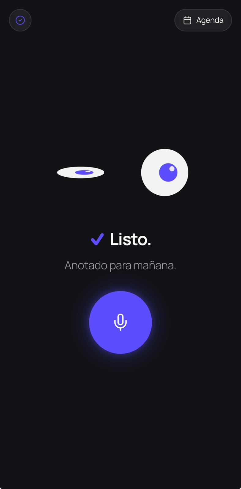 Captura de la app Nikki mostrando una tarea anotada por voz
